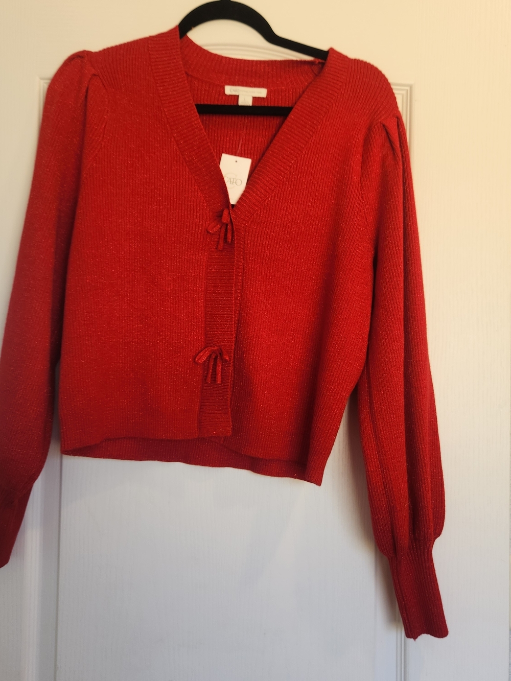 Cato Red Tie-Front V-Neck Cardigan L BNWT